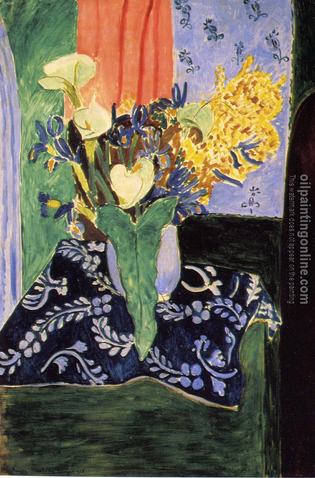Matisse, Henri Emile Benoit - calla lilies irses and mimosas